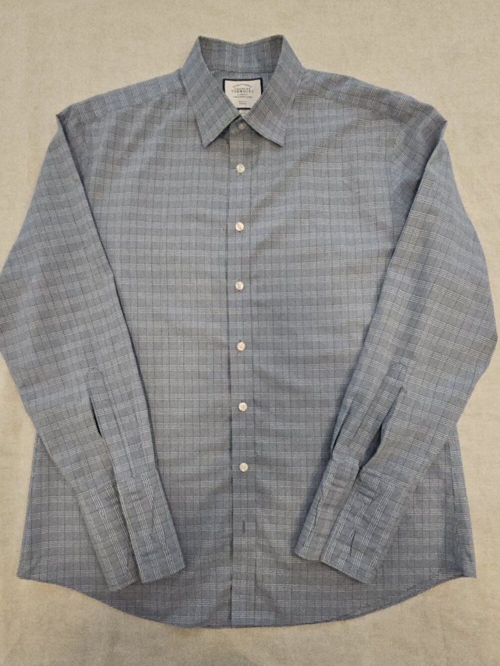 Charles Tyrwhitt Non‑Iron Slim Fit Plaid Shirt – 17/34in / 43/86cm